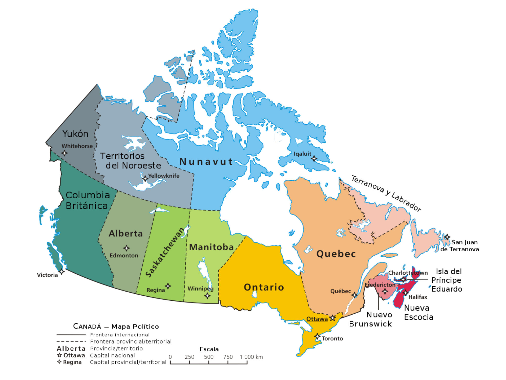 mapa de canadá provincias