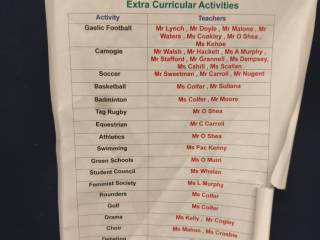 Lista de actividades extracurriculares