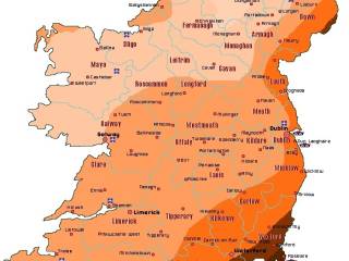 Mapa de horas de sol en Irlanda