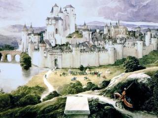 Ciudad de Camelot, ilustración de Alan Lee, 1984