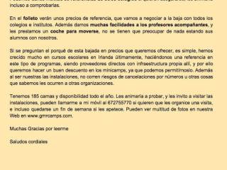 Carta entregada - Minicampamentos con profesores nativos para colegios