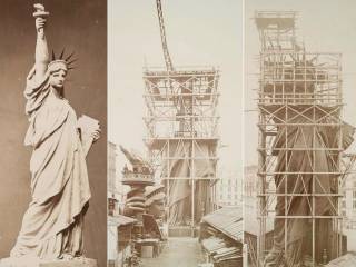 Escultura del proyecto y construcción de la estatua en París